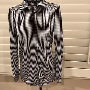 Ann Taylor Striped Button Down Shirt Petite XXS